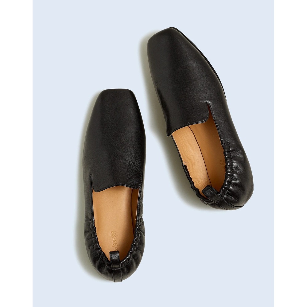 Madewell The Tabbi Loafer Black Leather Square Toe Flats Womens 8